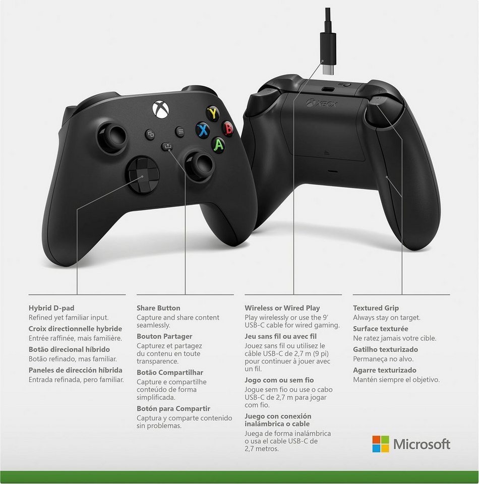 Xbox »Carbon Black« Wireless Controller inkl. USB C Kabel