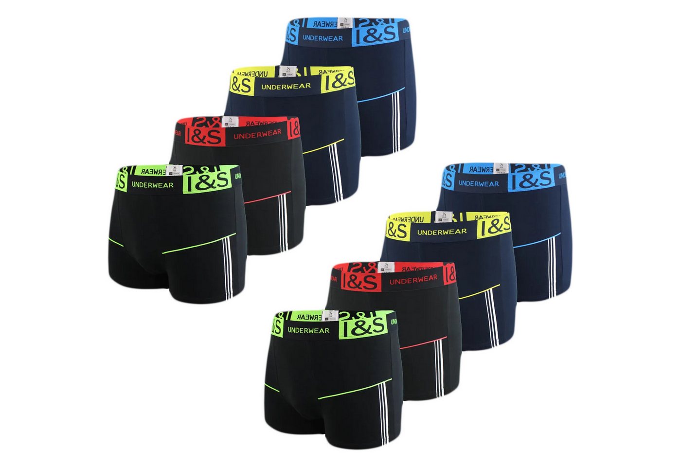 TEXEMP Boxershorts 4er - 12er Pack Herren Boxershorts Baumwolle Retroshorts Boxer (8-St) Doppelnaht - 95% Baumwolle