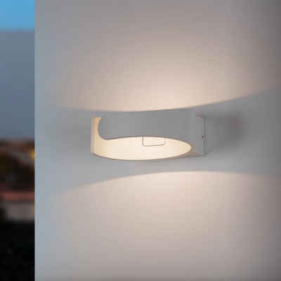 famlights LED Außen-Wandleuchte, LED Außenwandleuchte Sven aus Aluminium in Weiß-Matt, keine Angabe, Leuchtmittel enthalten: ja, fest verbaut, LED, warmweiss, Aussenlampe, Aussenwandleuchte, Outdoor-Leuchte