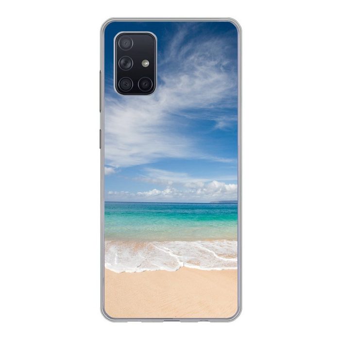 MuchoWow Handyhülle Ein tropischer Strand auf Hawaii an dem die Wellen an Land gespült Handyhülle Samsung Galaxy A51 5G Smartphone-Bumper Print Handy
