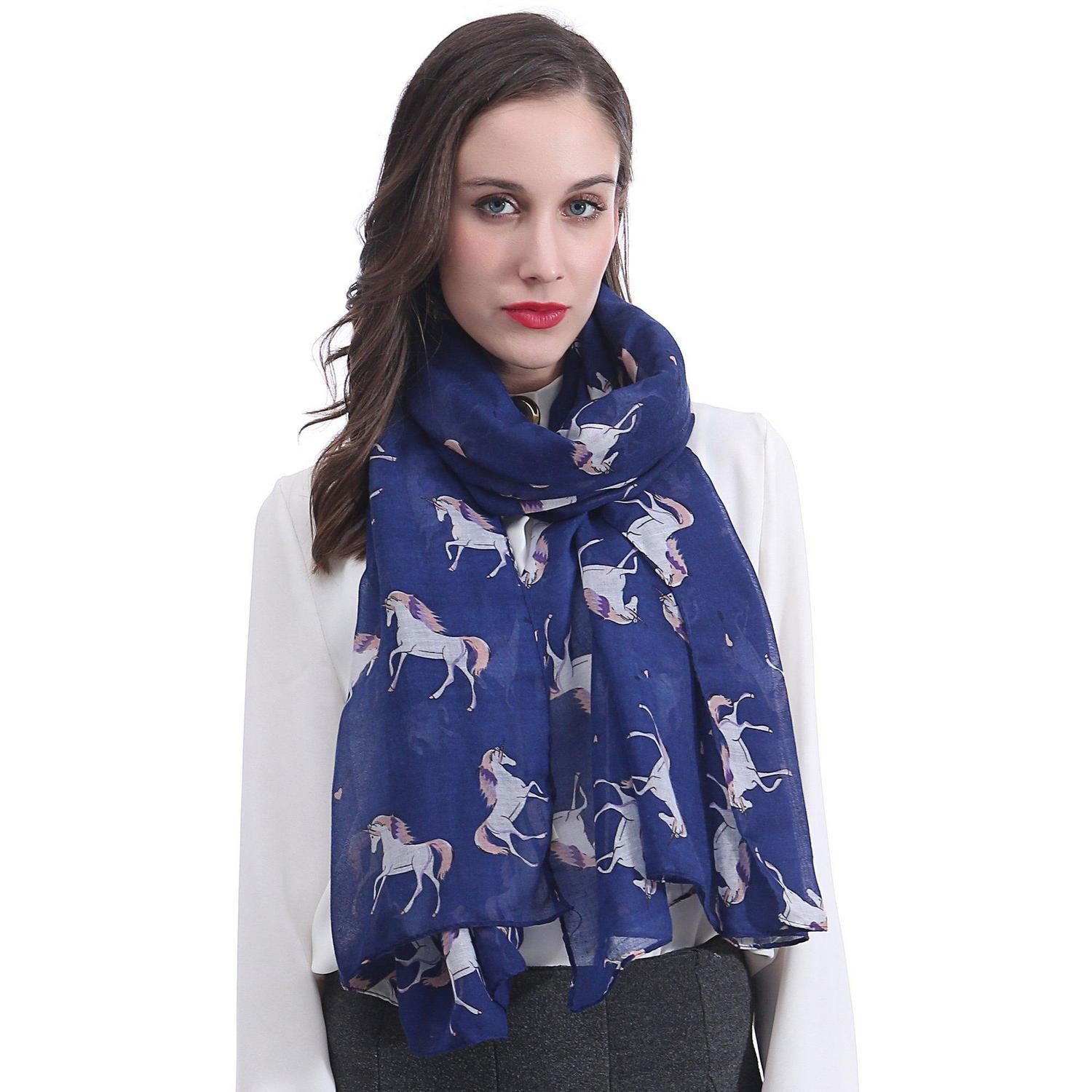 LuxusKollektion Modeschal Damen Schal Stola Einhorn Blau