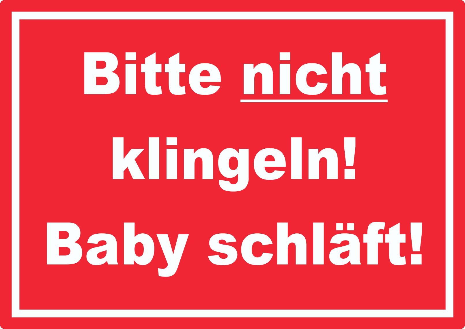 HB-Druck Aufkleber Bitte nicht klingeln Baby schläft Aufkleber mit Text rot-weiss, wetterfest, UV-beständig, kratzfest