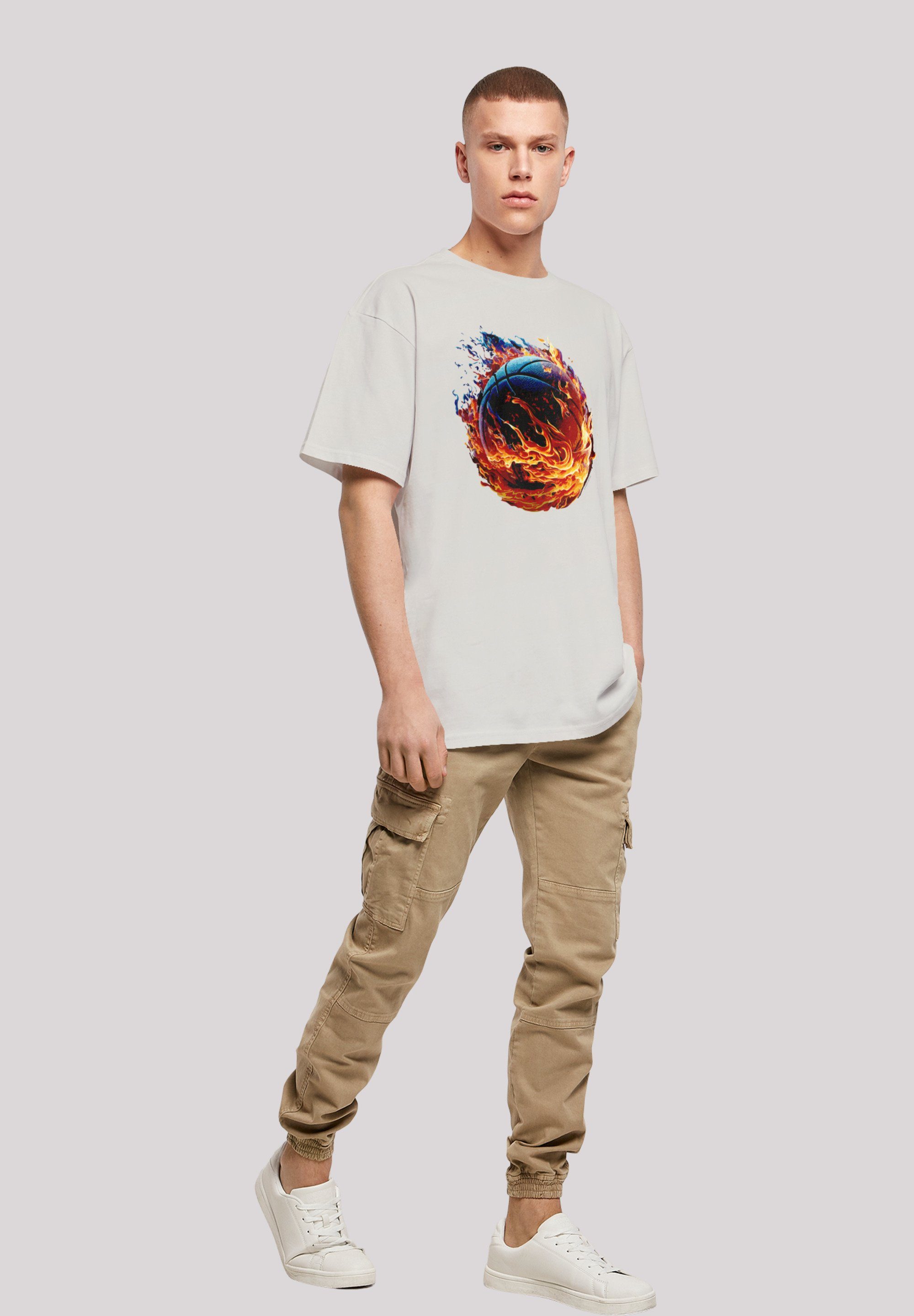 Fire TEE F4NT4STIC lightasphalt On OVERSIZE Basketball Print T-Shirt Sport