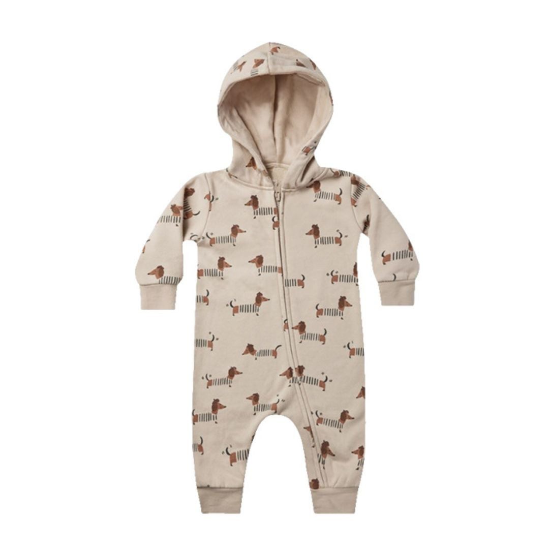 suebidou Overall Witziger Baby & Kleinkind Overall mit Dackel Allover Print beige bequem und weich, modisch