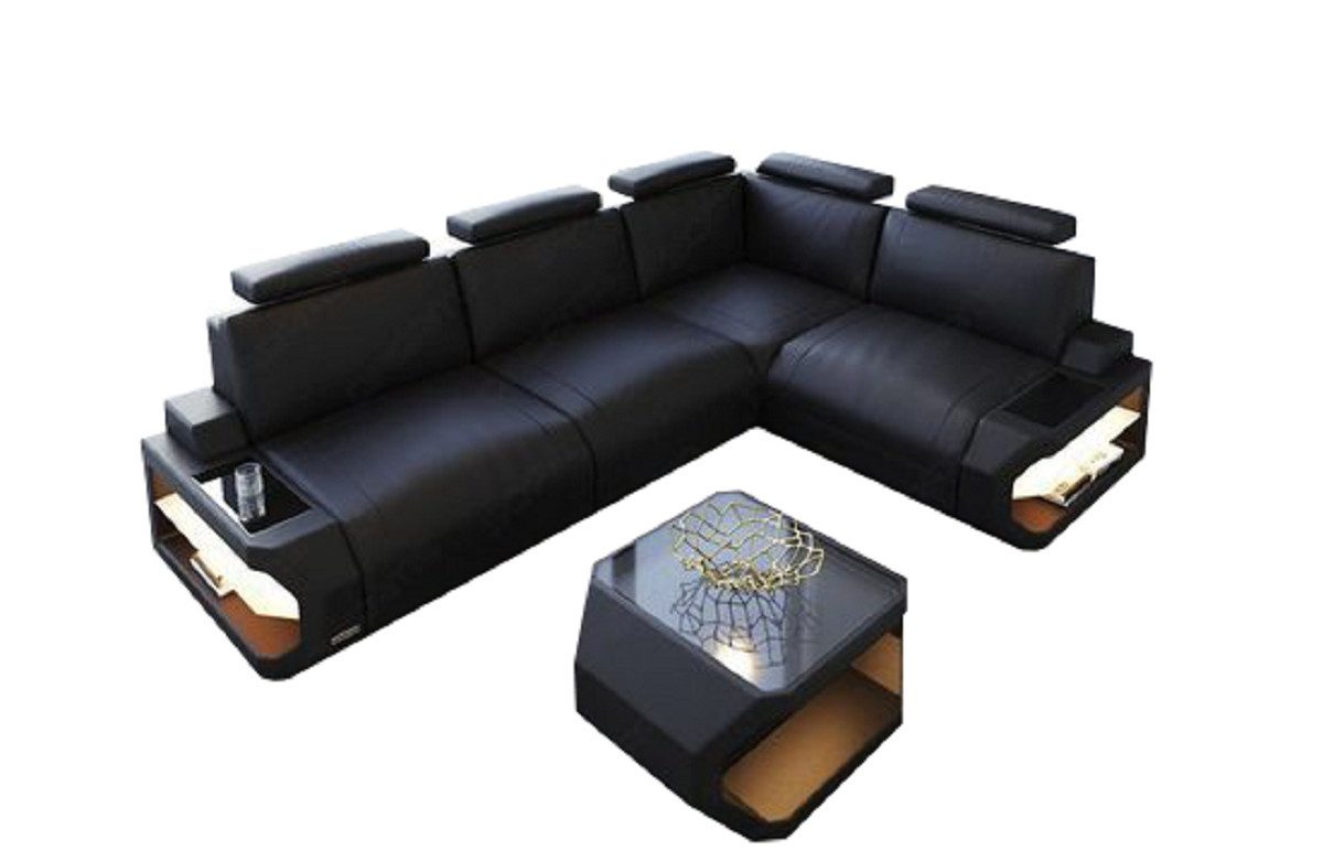 Sofa Dreams Ecksofa Leder Couch Siena L Form Ledersofa, L-Form Ledersofa mit LED-Beleuchtung