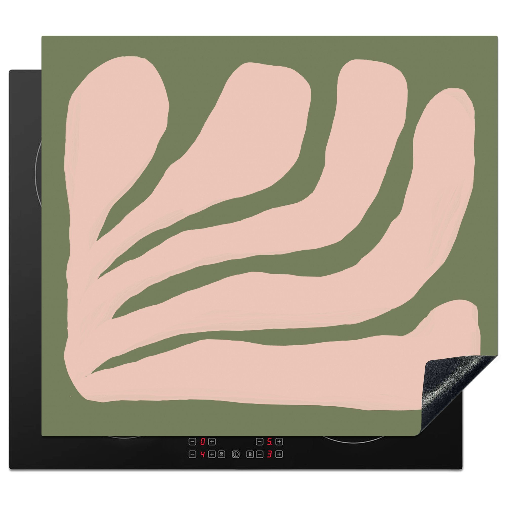 MuchoWow Herdblende-/Abdeckplatte Abstrakt - Natur - Pastell - Rosa, Vinyl, (1 tlg), 60x52 cm, Mobile Arbeitsfläche nutzbar, Ceranfeldabdeckung | Herdabdeckplatten