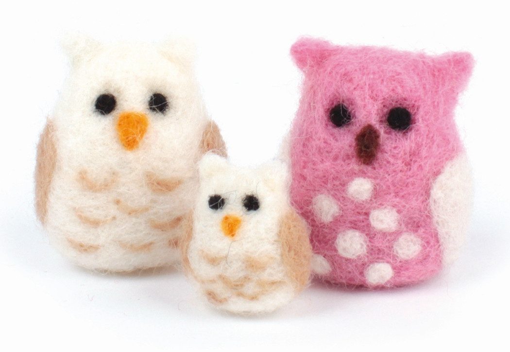 El Puente Dekofigur Deko-Figur "Eulenfamilie'', 3-er Set, Handmade, Fair Trade