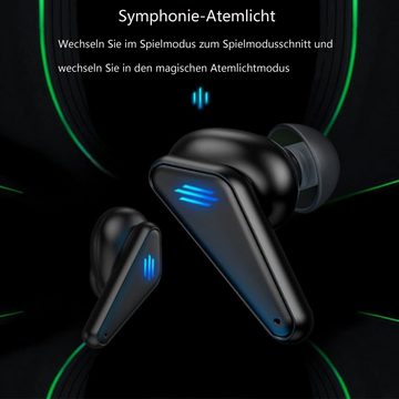 Diida Gaming-Headset,kabelloses LED-Headset,niedrige Latenz,3D-Stereosound In-Ear-Kopfhörer (K55, Reichweite der Bluetooth-Verbindung: 10 m)