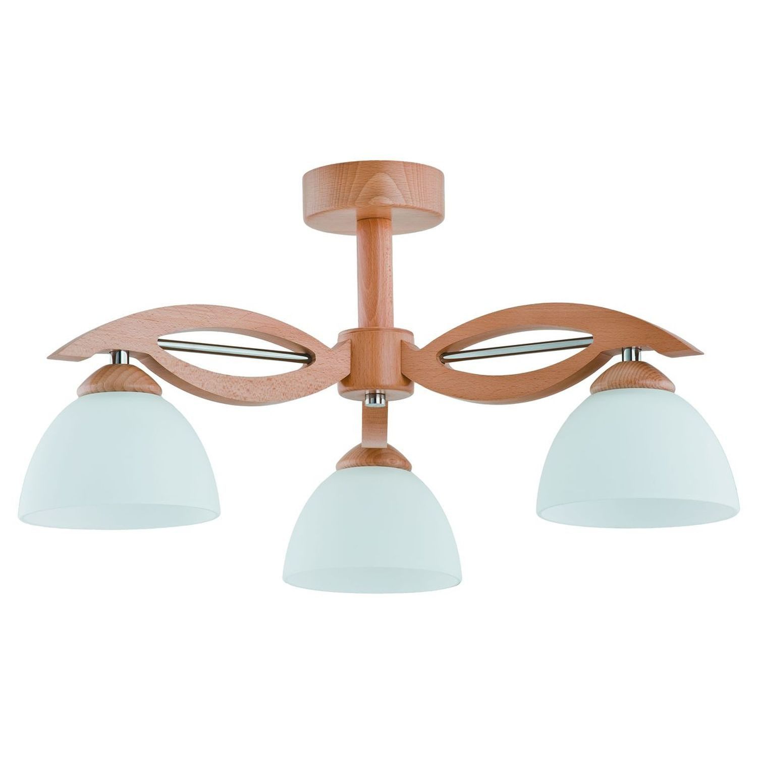 Licht-Erlebnisse Deckenleuchte SAIRA, ohne Leuchtmittel, Holz Glas E27 B: 53 cm Natur Weiß 3-flammig Skandinavisch
