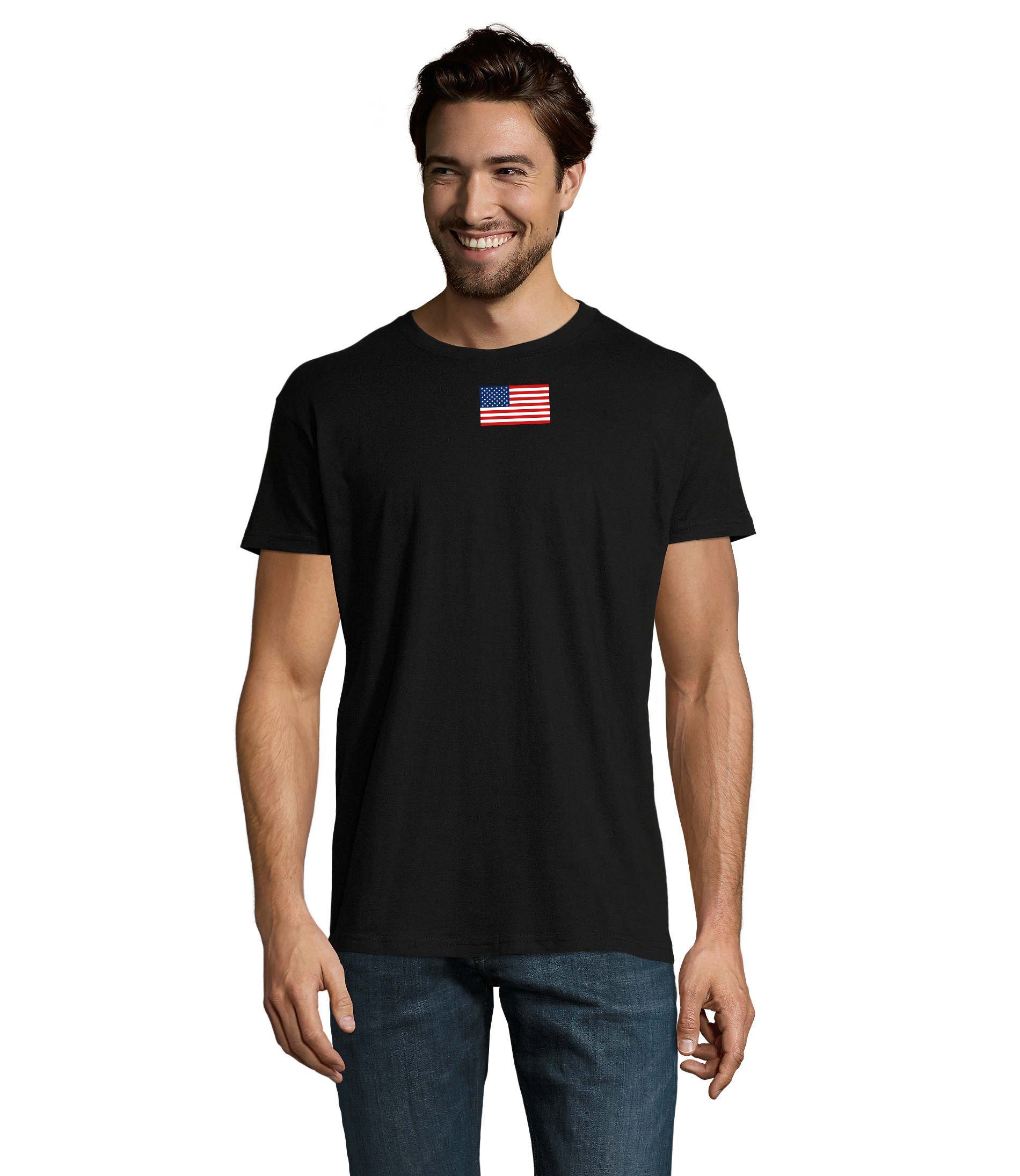 Amerika Blondie Vereinigte & T-Shirt Staaten USA Schwarz Herren Force von Nartion Air Army Brownie
