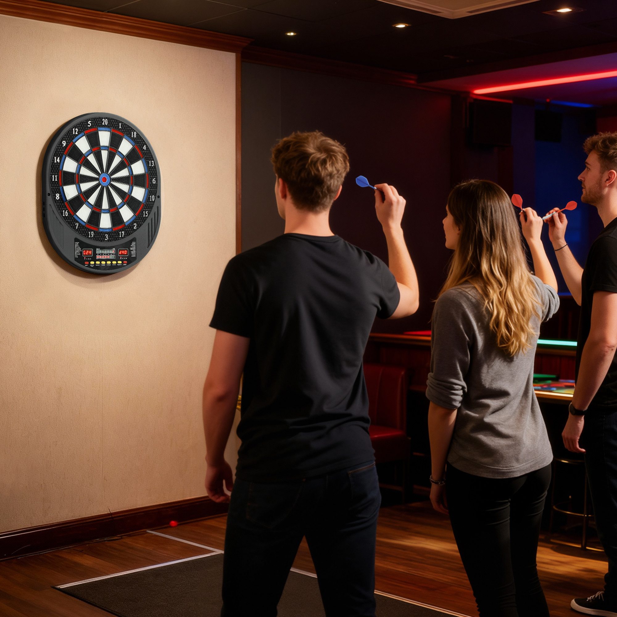 SPORTNOW Dartscheibe mit LCD-Display, (Dartboard, 1-tlg., mit Dartpfeilen), für 1 bis 8 Spieler, Mehrfarbig
