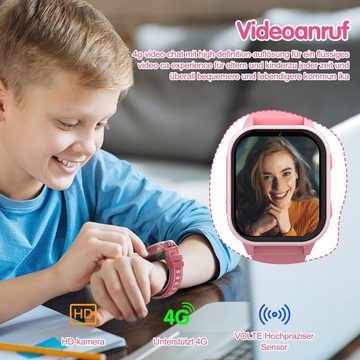 Tisoutec Kinder Smartwatch Telefon,Anrufe,Nachrichten,SOS-Funktion, (1.85 cm) Smartwatch (1.85 cm cm) Touchscreen Kinder Smartwatch,Smartwatch Telefon für Kinder - 4G