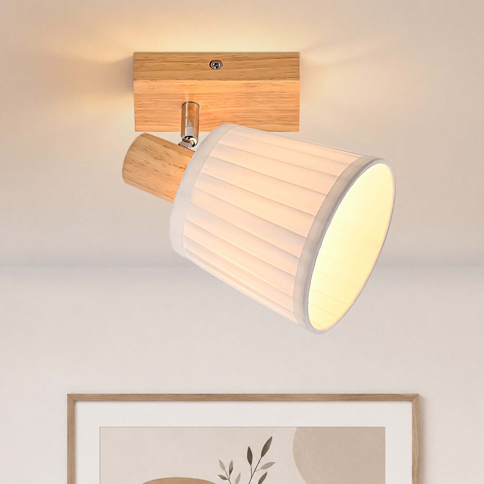 Nettlife Deckenstrahler Retro 1/2/3/4Flammig Holz Deckenleuchte E14 Vintage Boho Deckenspots, Schwenkbar 350°, ohne Leuchtmittel, für Wohnzimmer Schlafzimmer Küche Flur