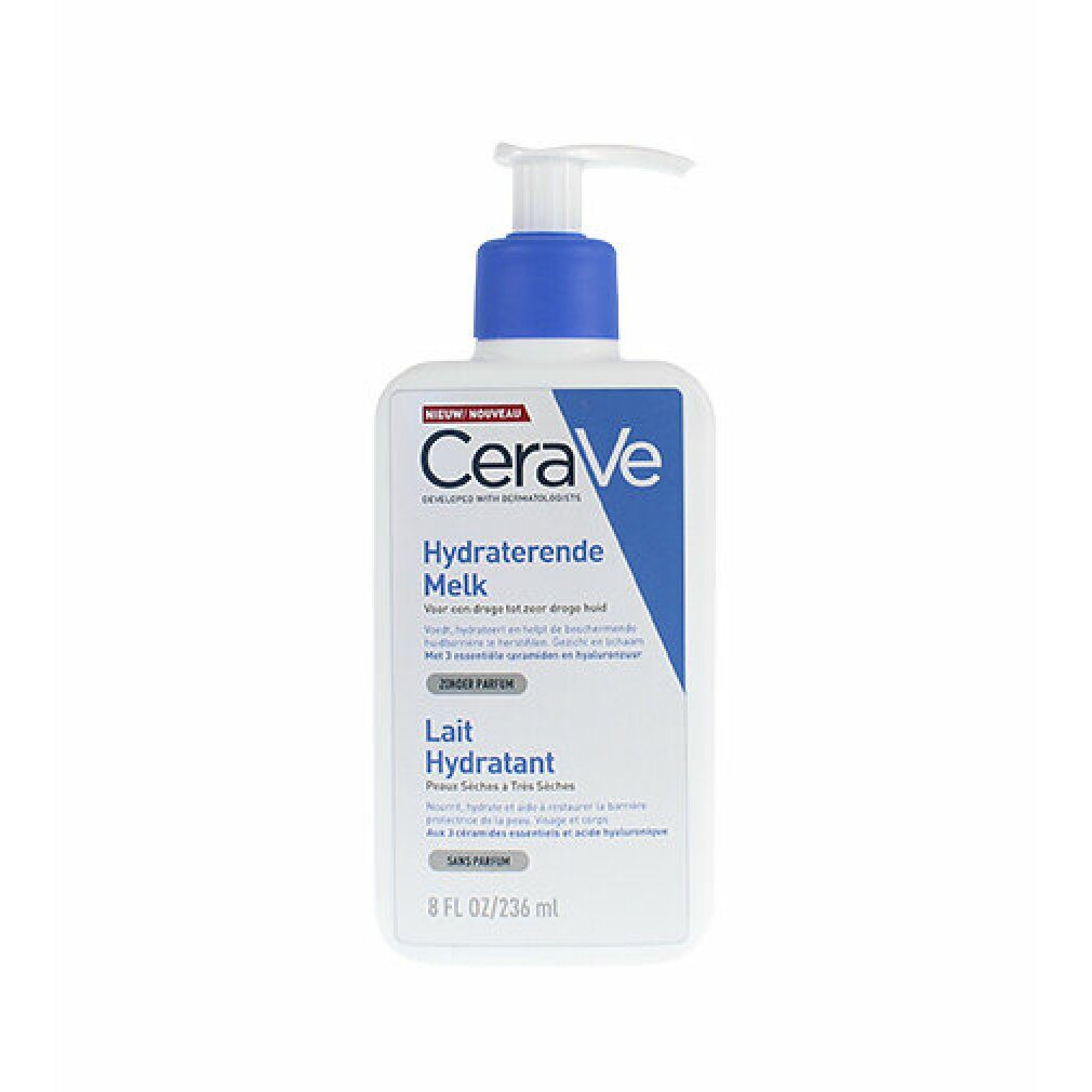Cerave Körperpflegemittel MOISTURISING LOTION für trockene bis sehr trockene  Haut 236 ml, Parfümfreie Feuchtigkeitslotion für Gesicht und Körper