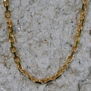 HOPLO Goldkette Ankerkette diamantiert Länge 60cm - Breite 3,0mm - 585-14 Karat Gold, Made in Germany
