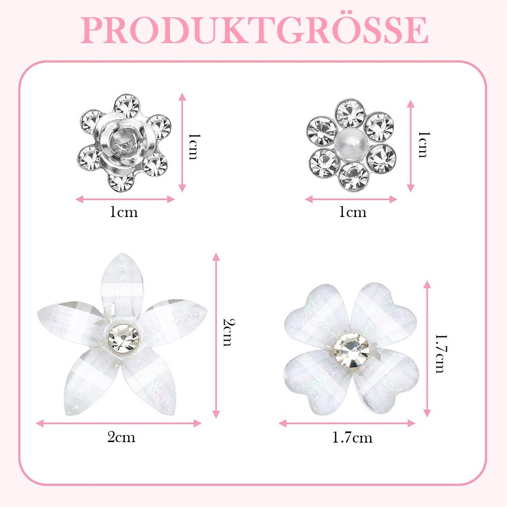 AFKSMILE Haarnadeln 20 Stück Weiße Kleine Blumen Haarspangen, Mini-süße Strass Haarnadeln, 20-tlg., Haarschmuck Accessoires,Haarschmuck Haarnadeln für Braut Hochzeit
