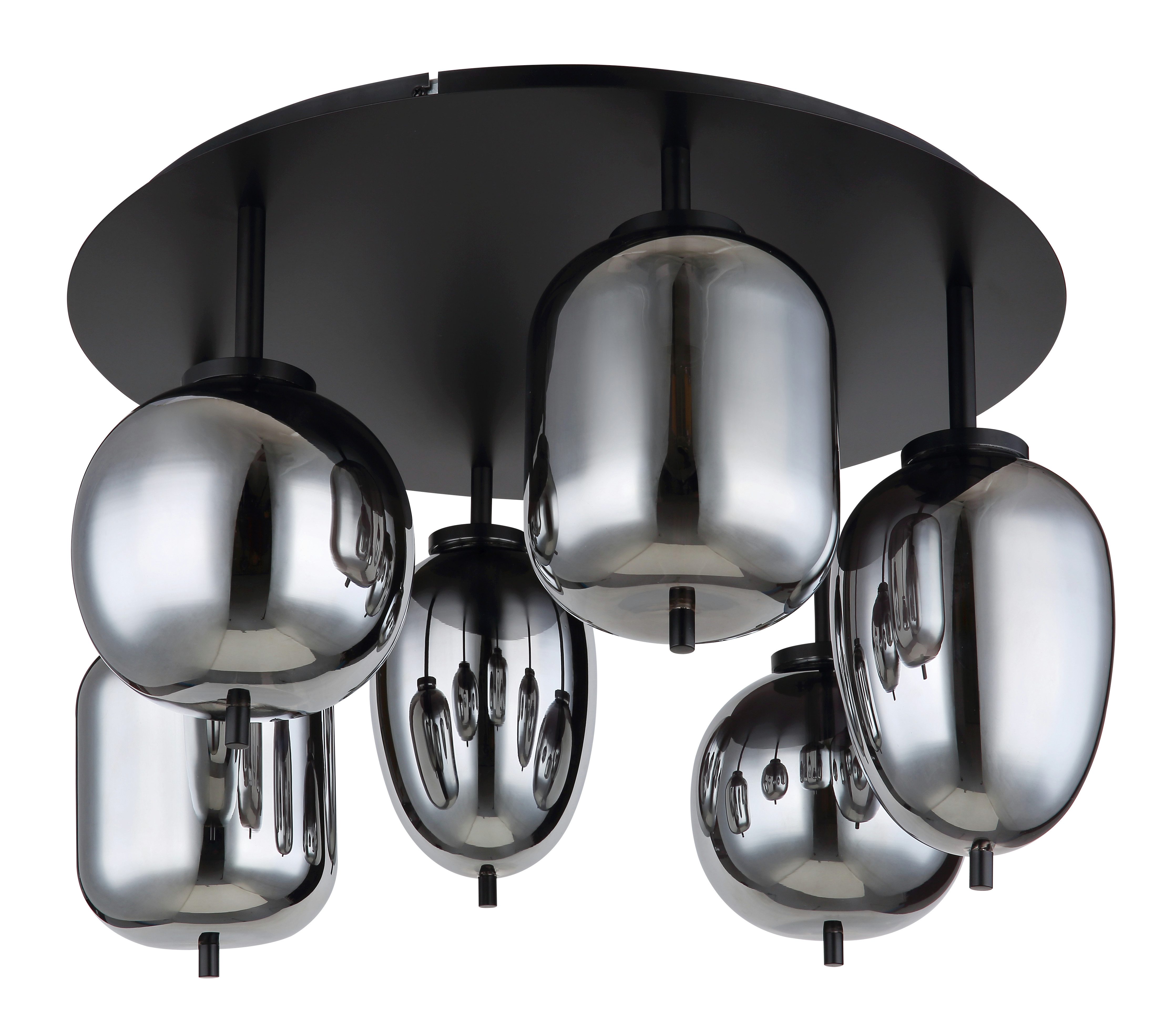 GLOBO LIGHTING Deckenleuchte BLACKY, ohne Leuchtmittel, Deckenleuchte Schwarz, Rauchglas, 3 Gläser, E14
