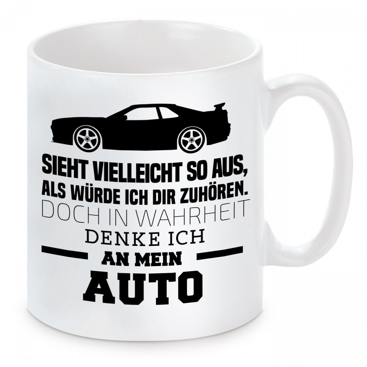 ich Keramik, so Motiv Kaffeetasse mikrowellengeeignet als Herzbotschaft Sieht und aus Tasse mit würde spülmaschinenfest Kaffeebecher Auto, vielleicht