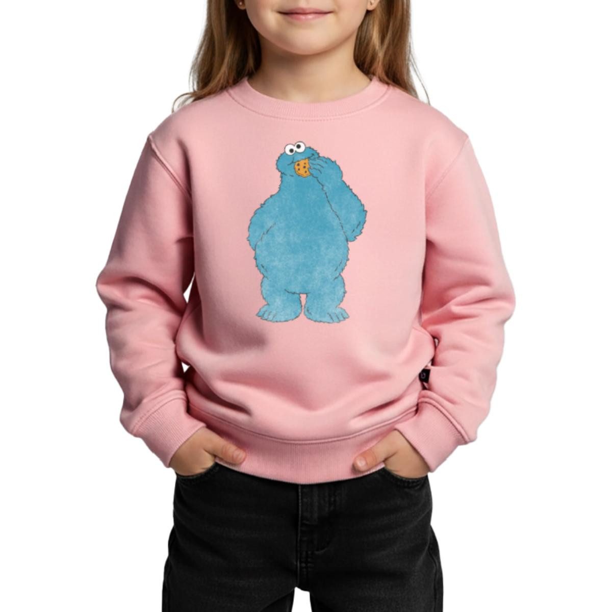Spreadshirt Sweatshirt Sesamstraße Krümelmonster Naschen REGULAR FIT Kinder/Teenager Premium (1-tlg)