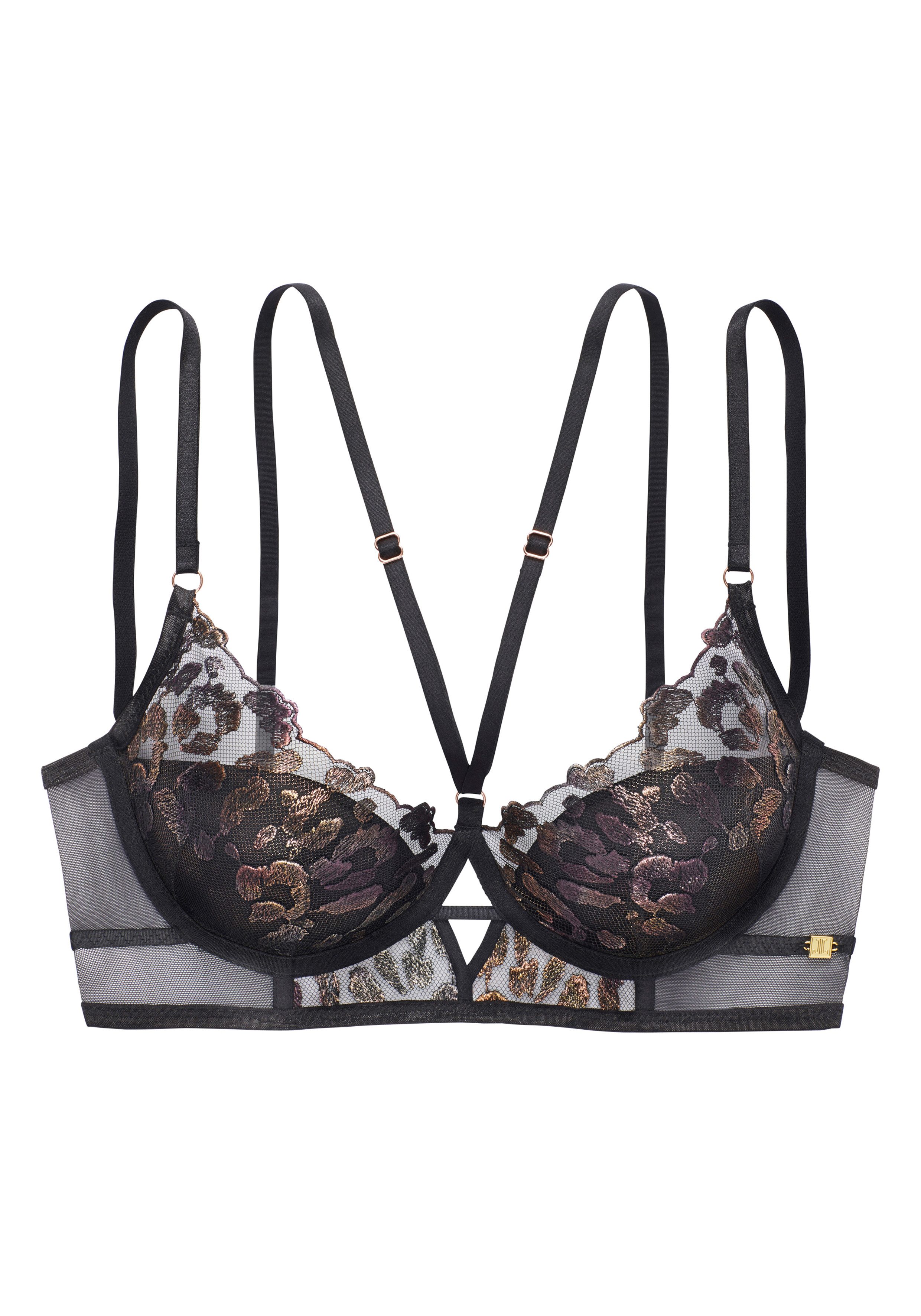 JETTE Push-up-BH mit Stickereispitze mit Glitzer-Effekt, Reizwäsche, sexy Dessous
