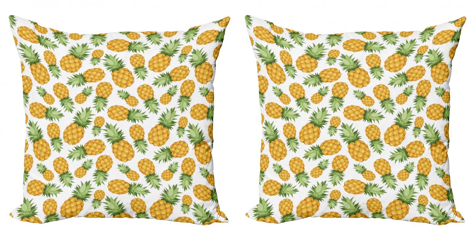 Kissenbezüge Modern Accent Doppelseitiger Digitaldruck, Abakuhaus (2 Stück), Gelb und Weiß reife Ananas