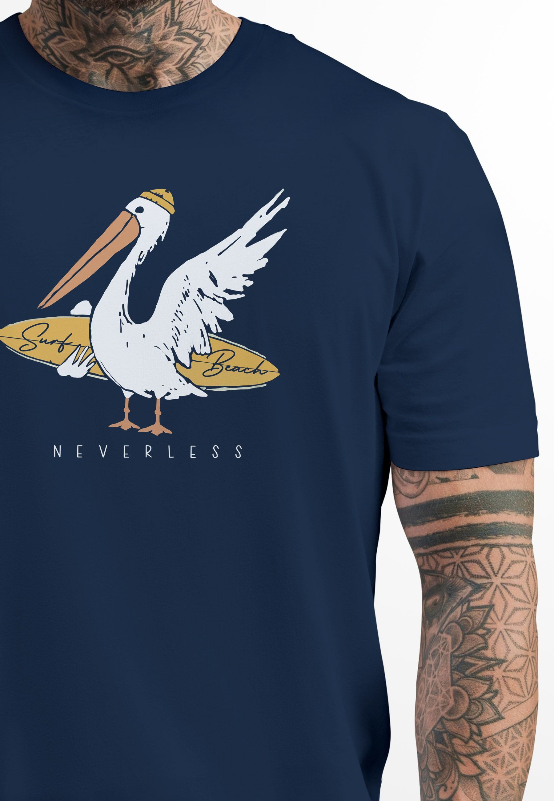 Neverless Print-Shirt Herren T-Shirt Pelikan Print günstig online kaufen