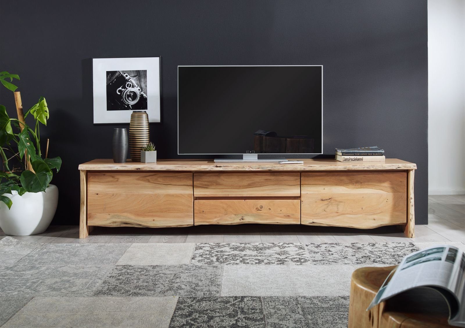 Massivmoebel24 TV-Board (TV-Board Akazie 220x45x50 natur günstig online kaufen