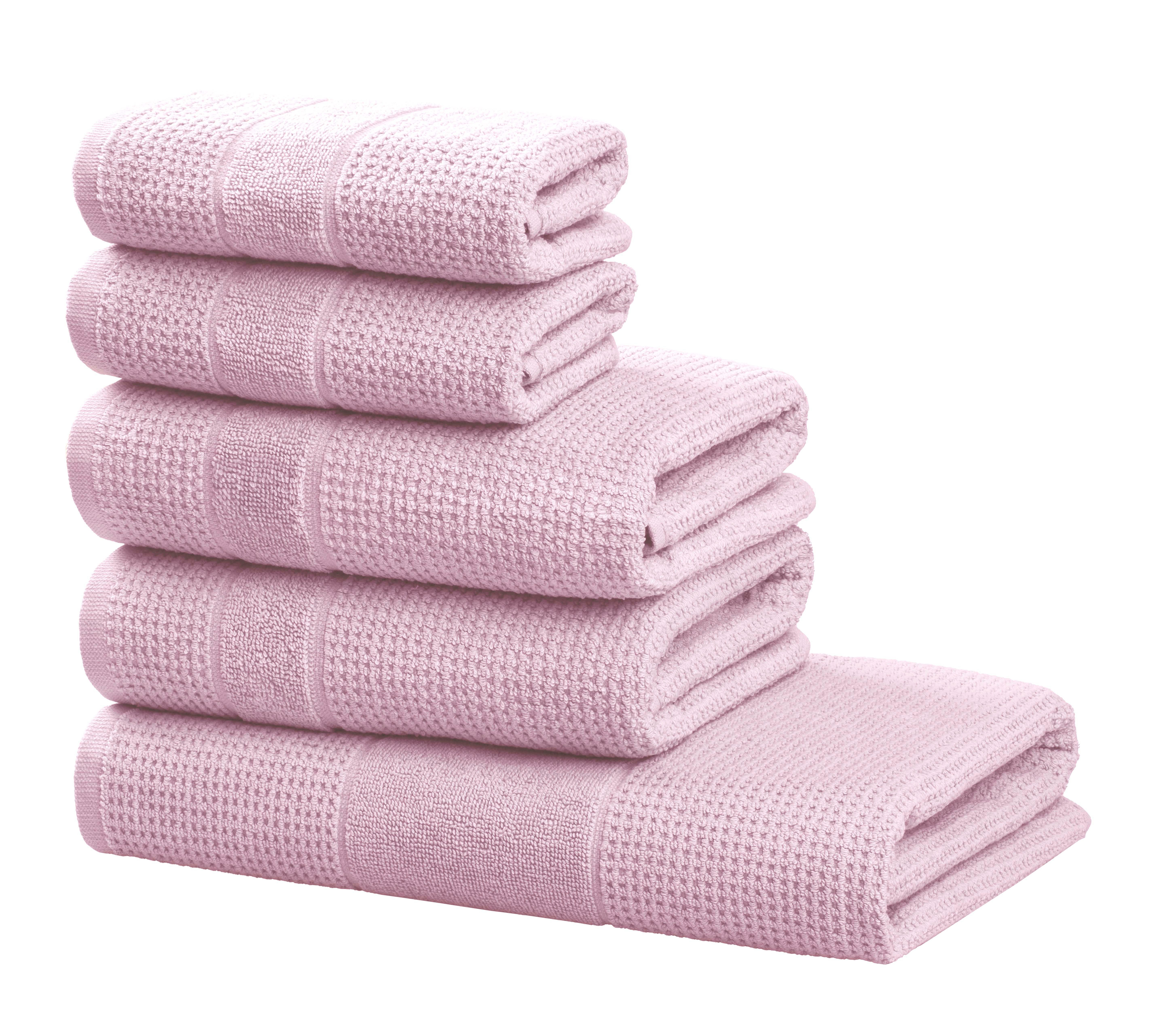 my home Handtuch Set Kimi, Duschtuch, Handtücher und Gästetücher, Walkfrottee (Set, 5-St), 100% Baumwolle, einfarbig, weich, mit Bordüre, besondere Struktur