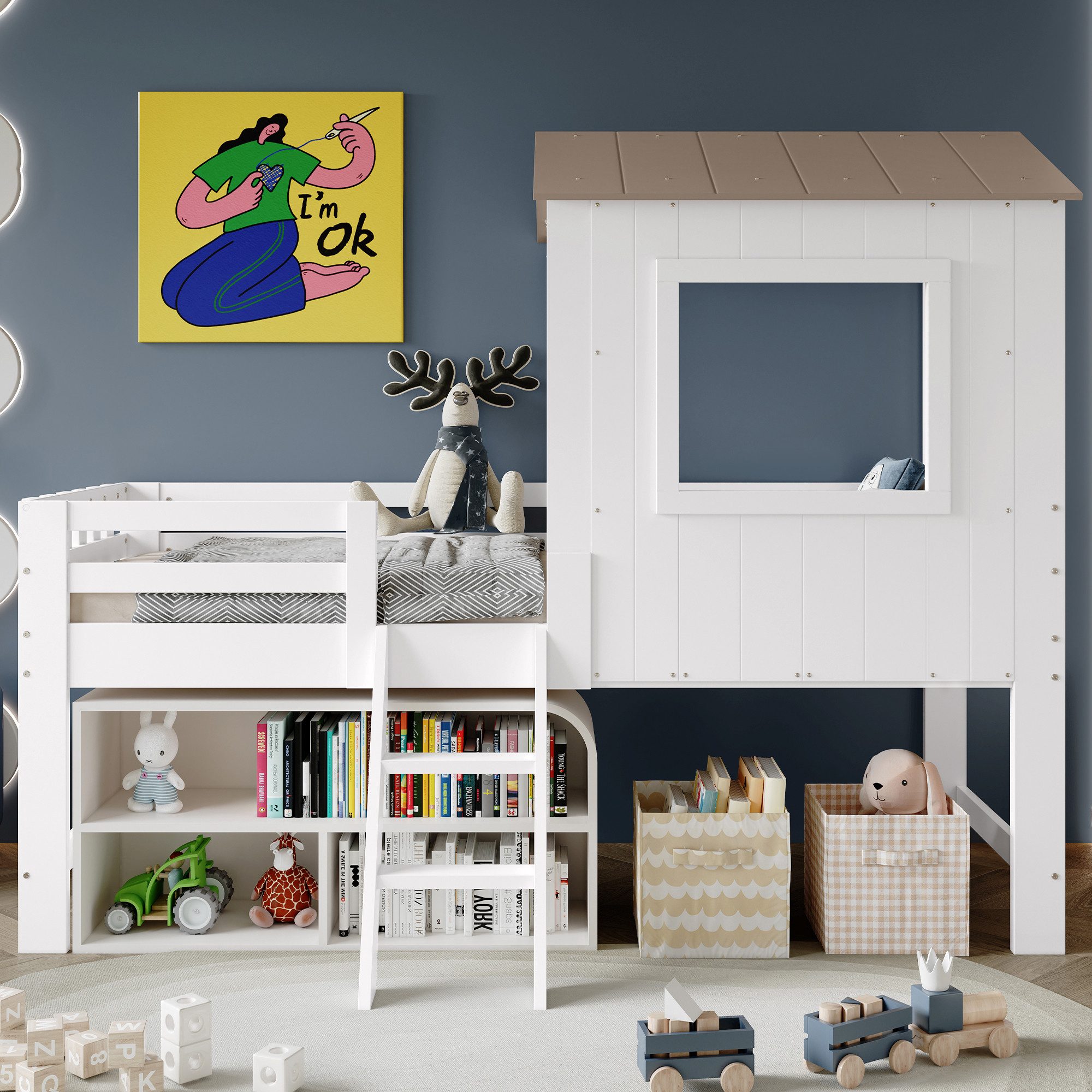 Merax Hochbett (1-St., Jugendbett Einzelbett Kinderhaus) günstig online kaufen