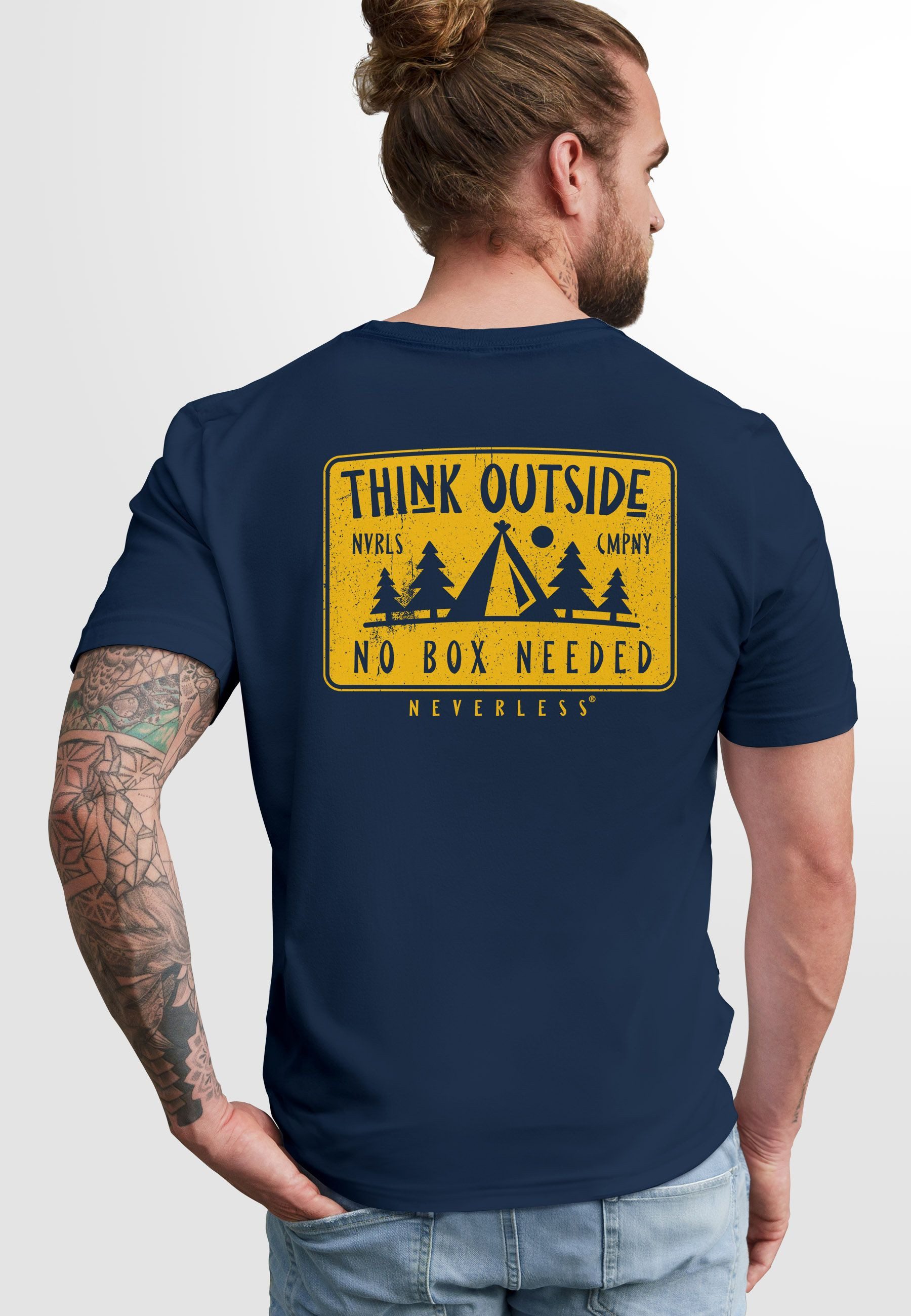 Neverless Print-Shirt Herren T-Shirt Backprint SpuchThink günstig online kaufen