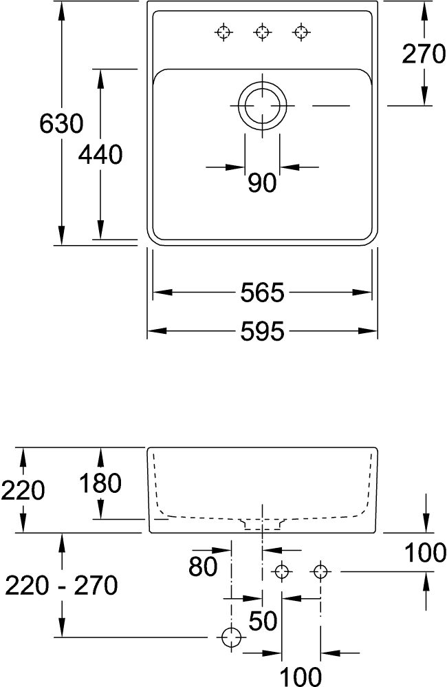 Villeroy & Boch Einbauspüle Keramikspüle 632061KG, Spülstein Einzelbecken