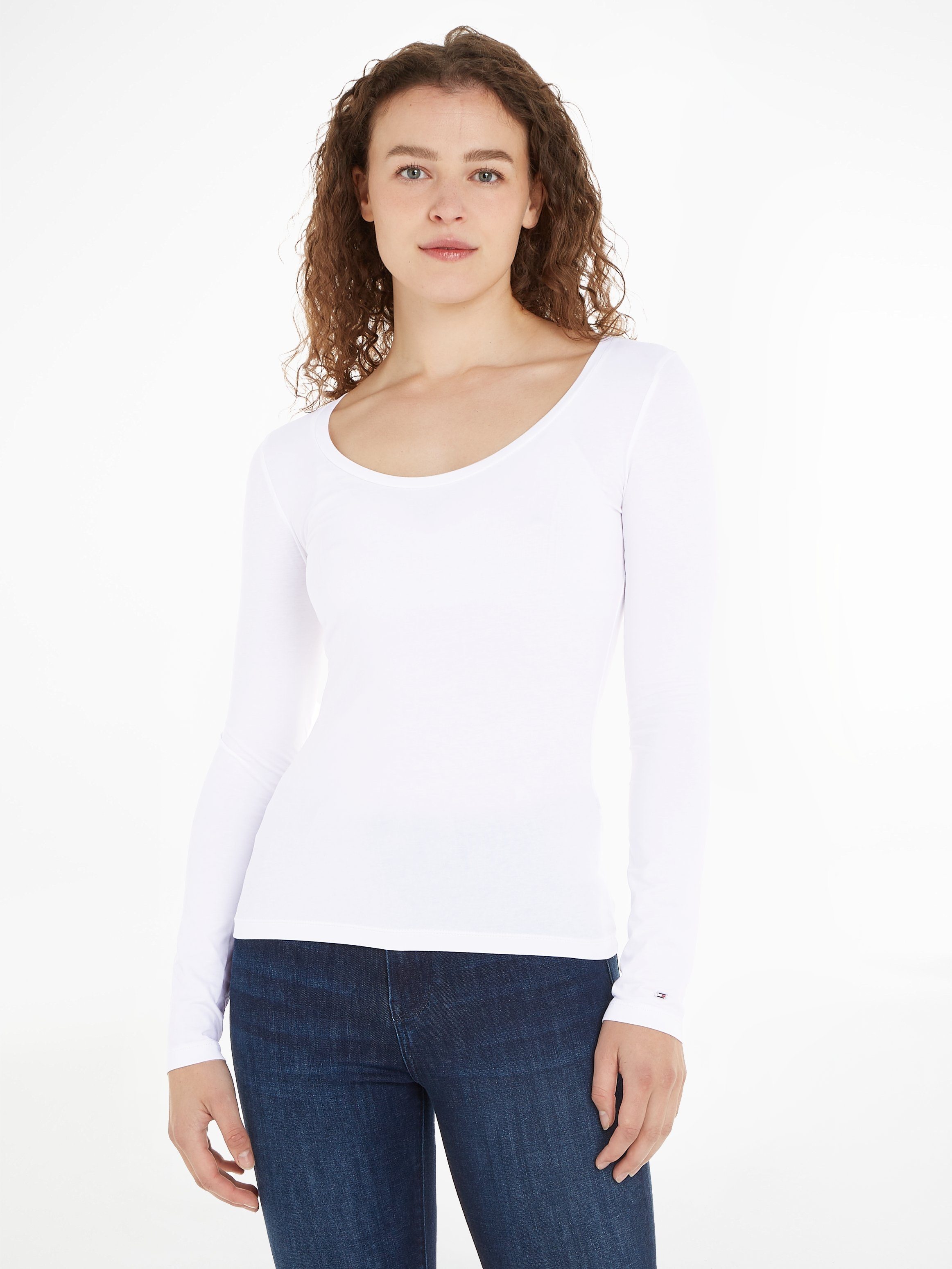 Tommy Hilfiger Langarmshirt SLIM MODERN CO/EA SCOOP LS in klassicher Basic-Form