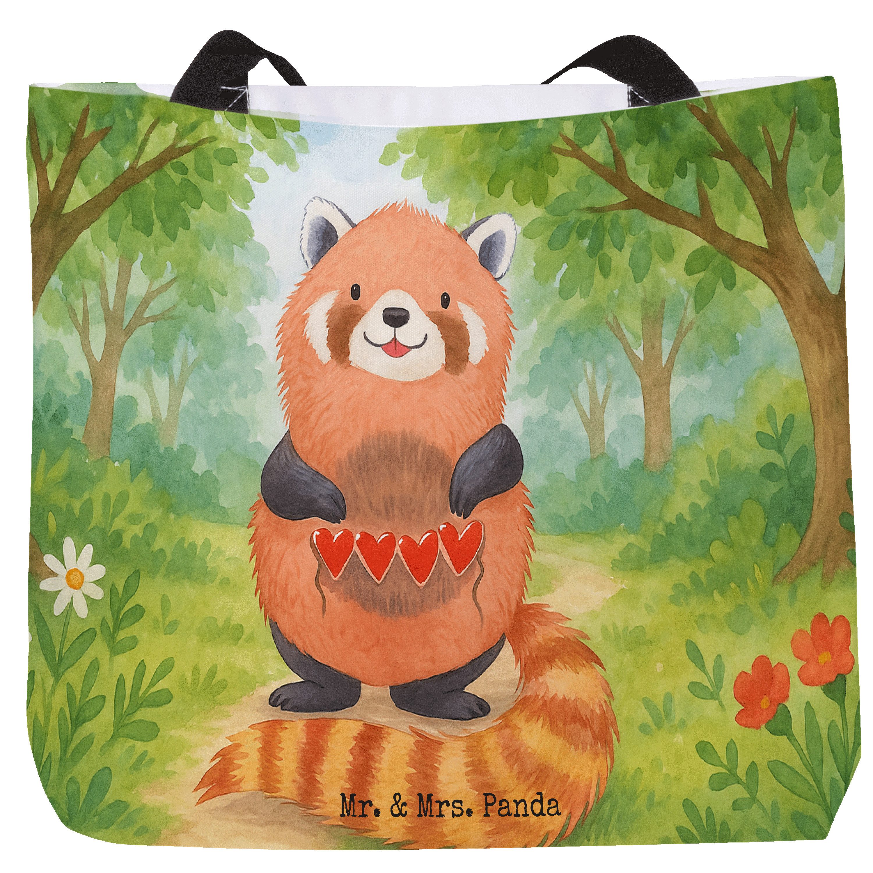 Shopper Roter Panda Design, Shopper, Weiß, Reisetasche, Tote Bag, Schultasche