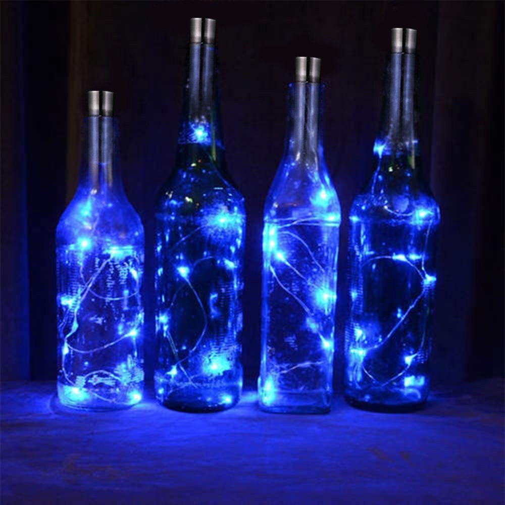 Rosnek LED-Lichterkette 1.5/2M, 15/20LEDs, für Party Hochzeit Valentinstag, Weinflasche Korken Licht Blau