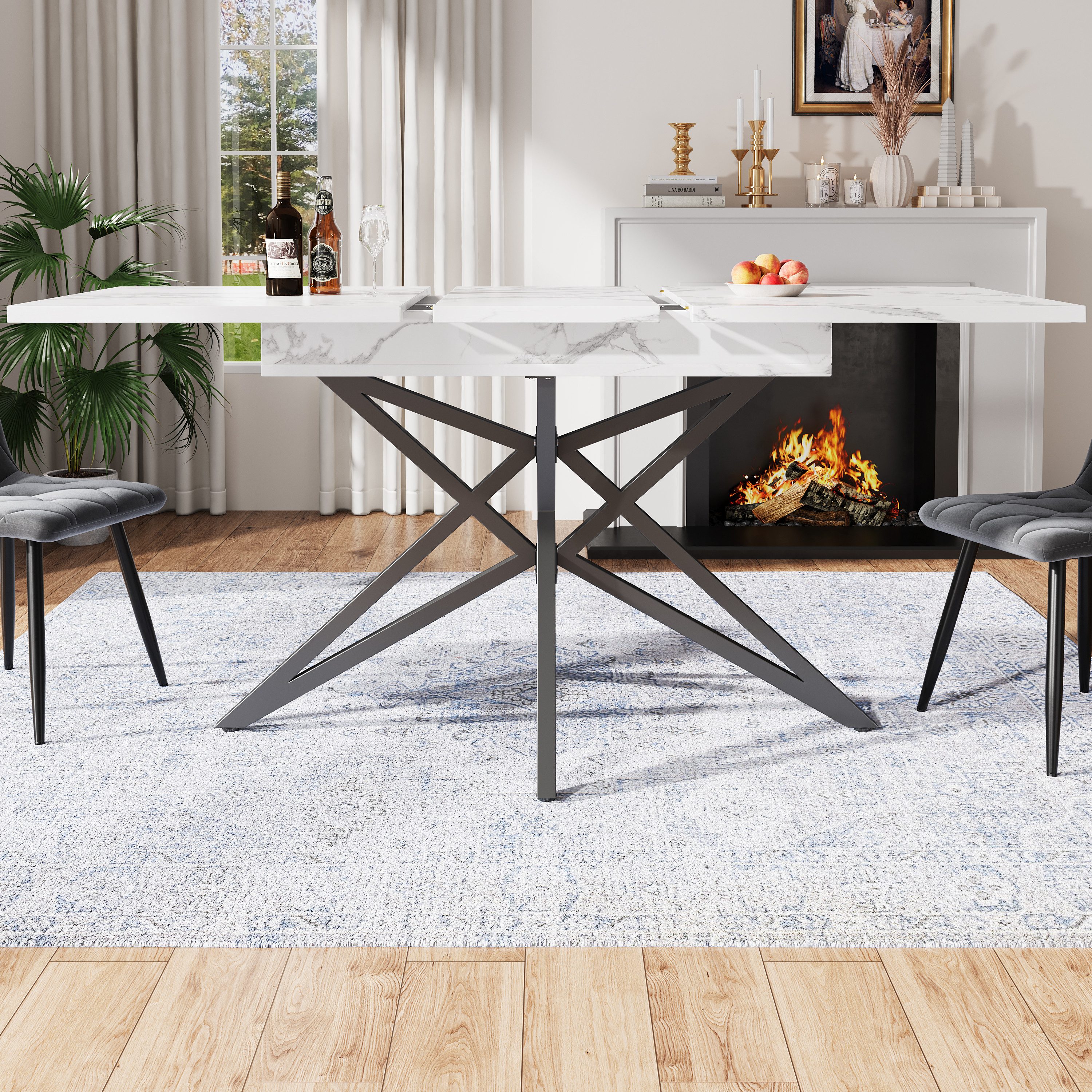 Flieks Esstisch ausziehbarer Tisch (Metallbeine mit günstig online kaufen