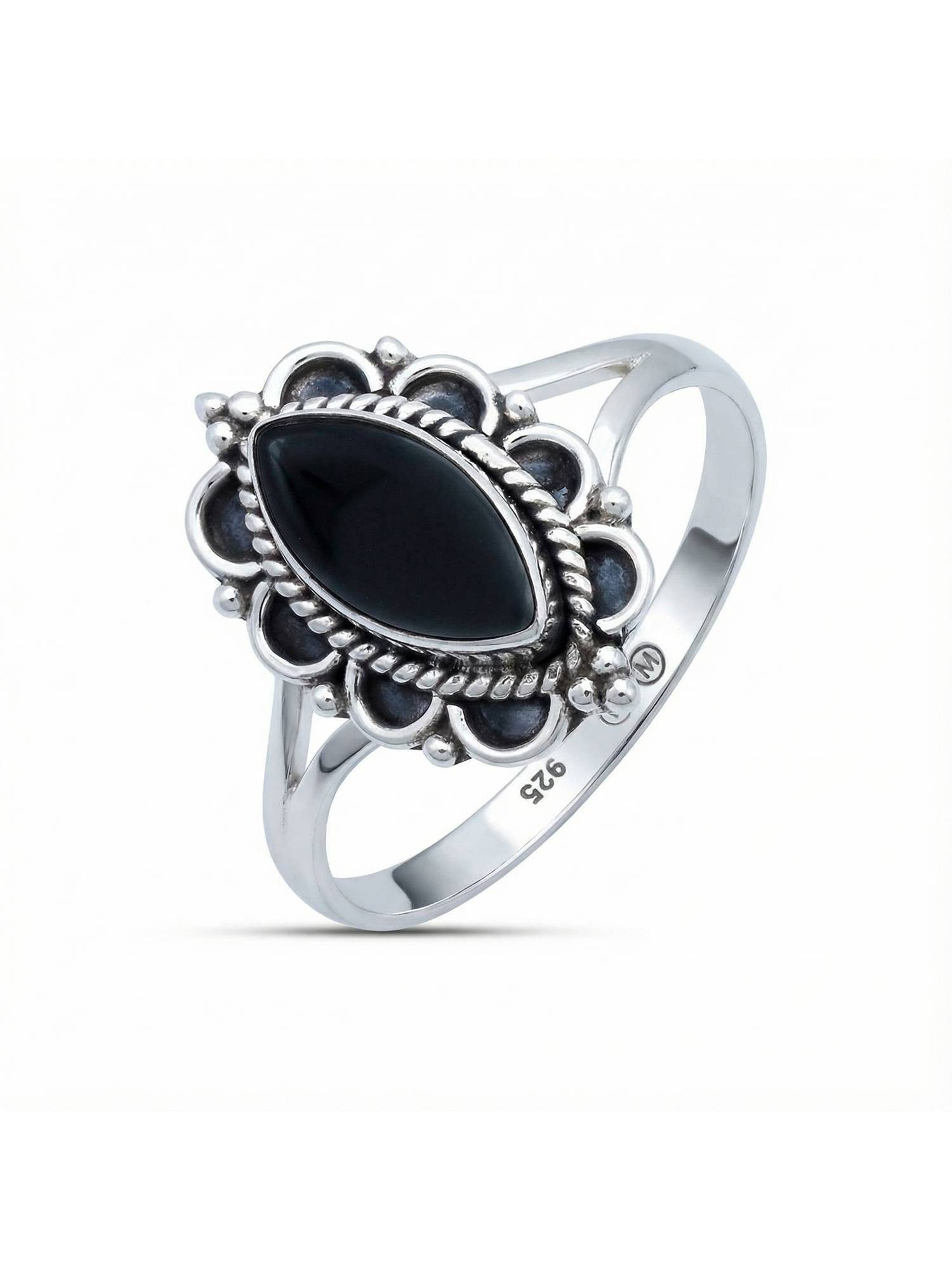 Silberring MALUHIA aus 925 Silber mit Onyx