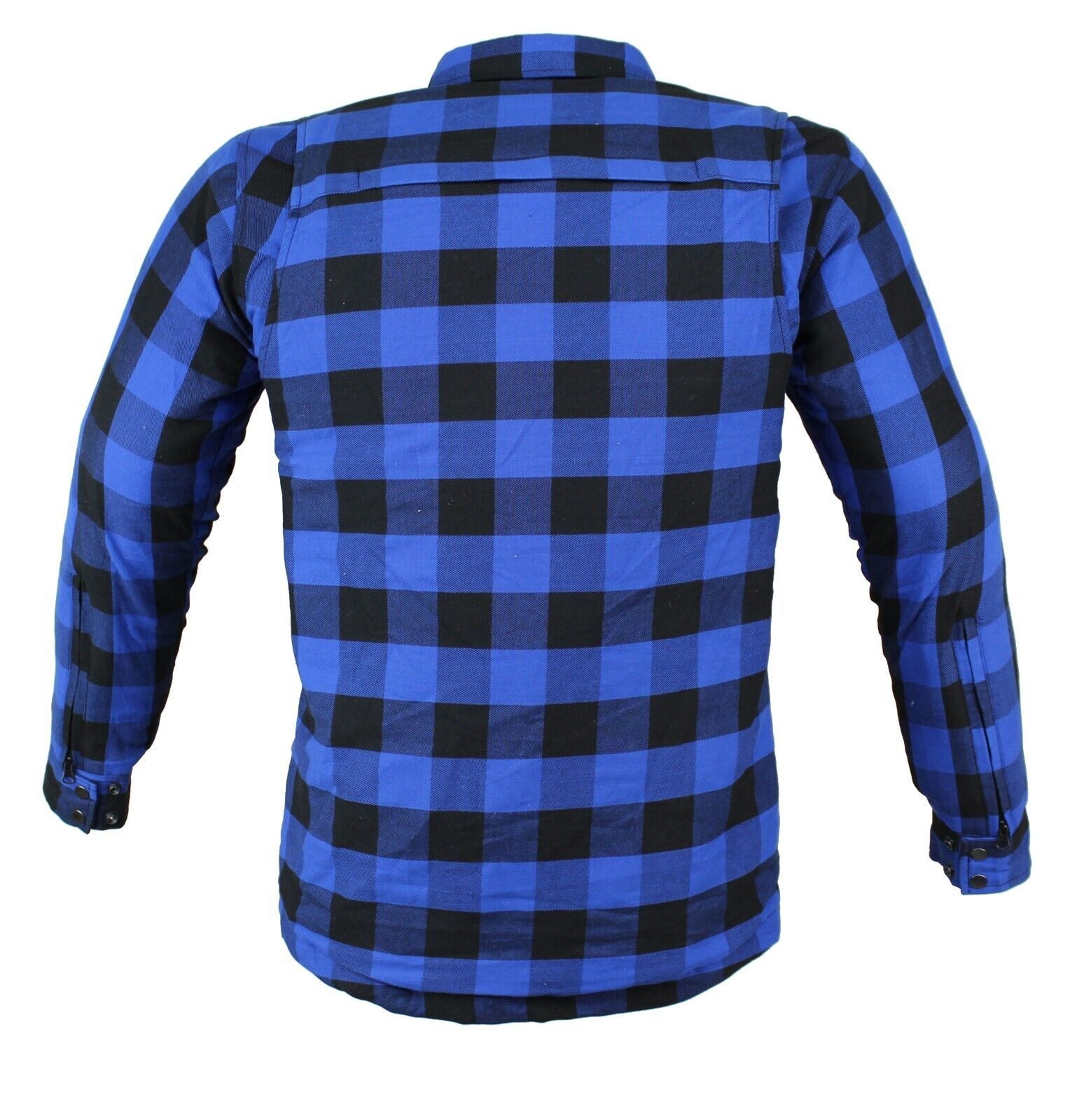 Alpha Speeds Motorradjacke Flanell-Holzfäller Motorrad KEV ARAMID Lumber Biker Hemd SLIM Blau (Wasserdicht & Winddicht & Atmungsaktiv + Belüftungstaschen / Motorradhemd) All Season, wasserdichte Reißverschlüsse, mit Protektoren