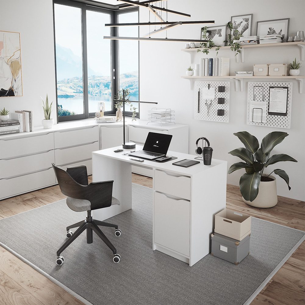 Vicco Schreibtisch Ruben, Weiß, 120 x 55 cm mit Schublade (1-St)