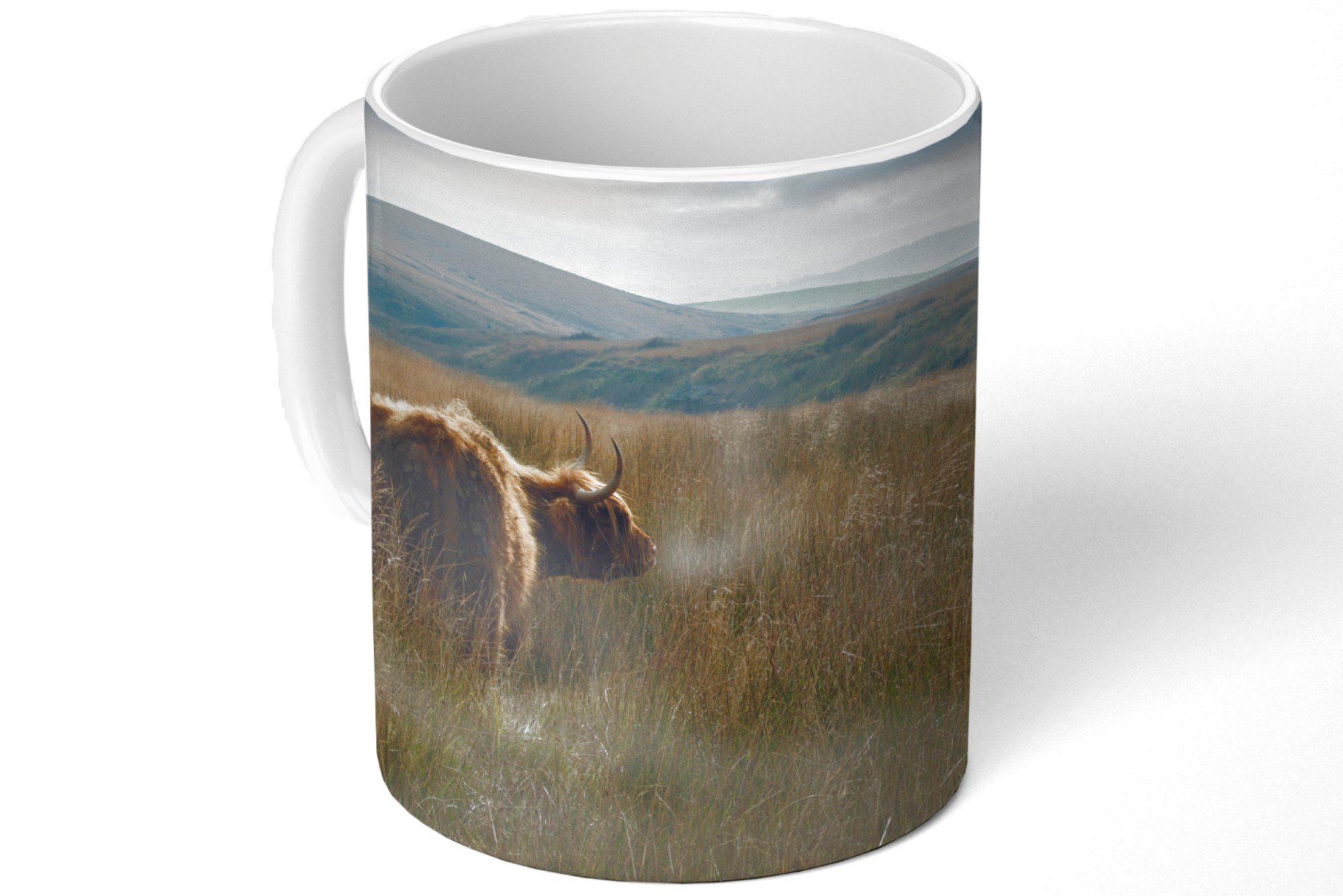 - Highlander Schottische Teetasse, Geschenk Gras, - Becher, Keramik, Nebel Tasse MuchoWow Teetasse, Kaffeetassen,