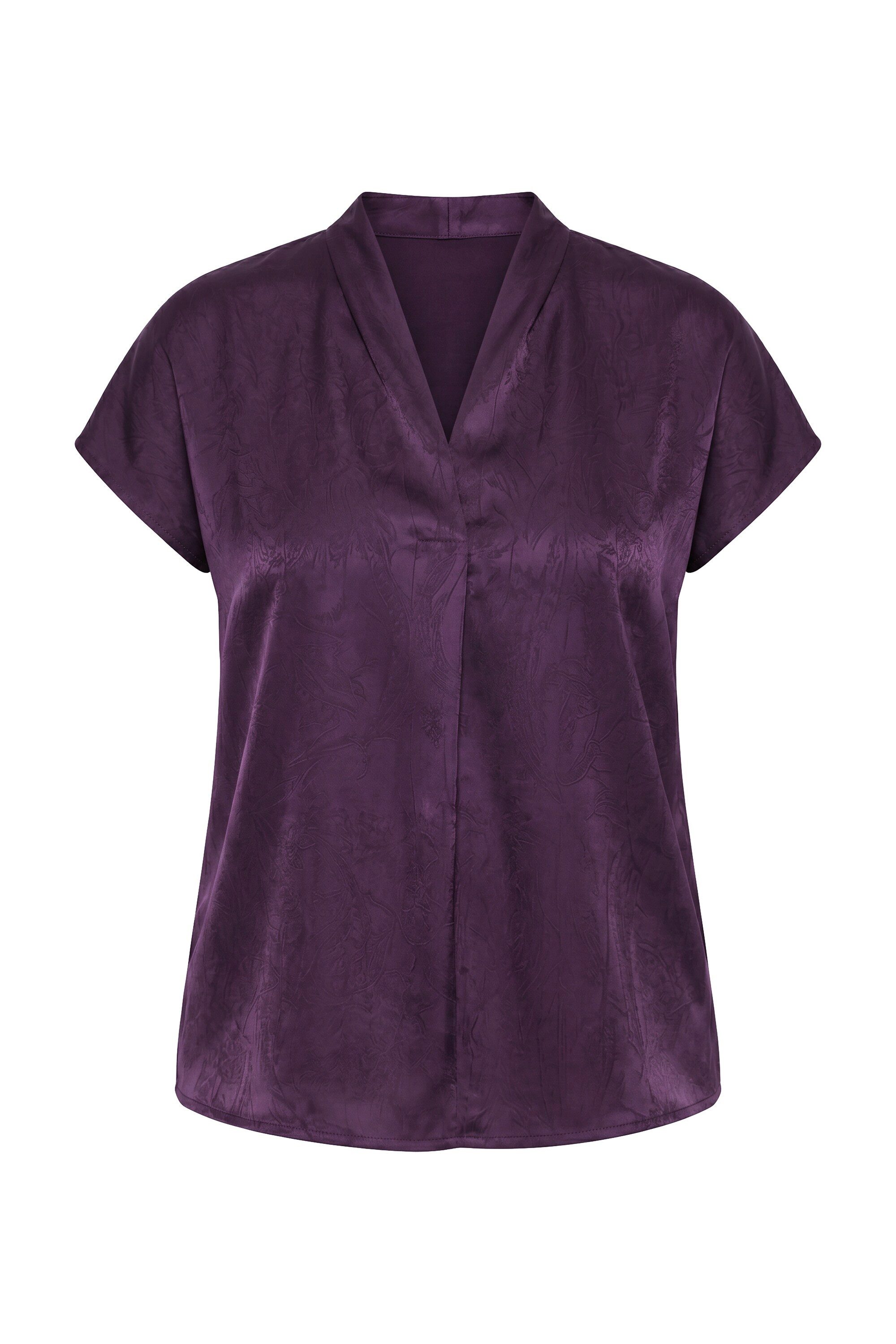 Ulla Popken Longbluse Satinbluse Ziernaht Wasserfallausschnitt Halbarm