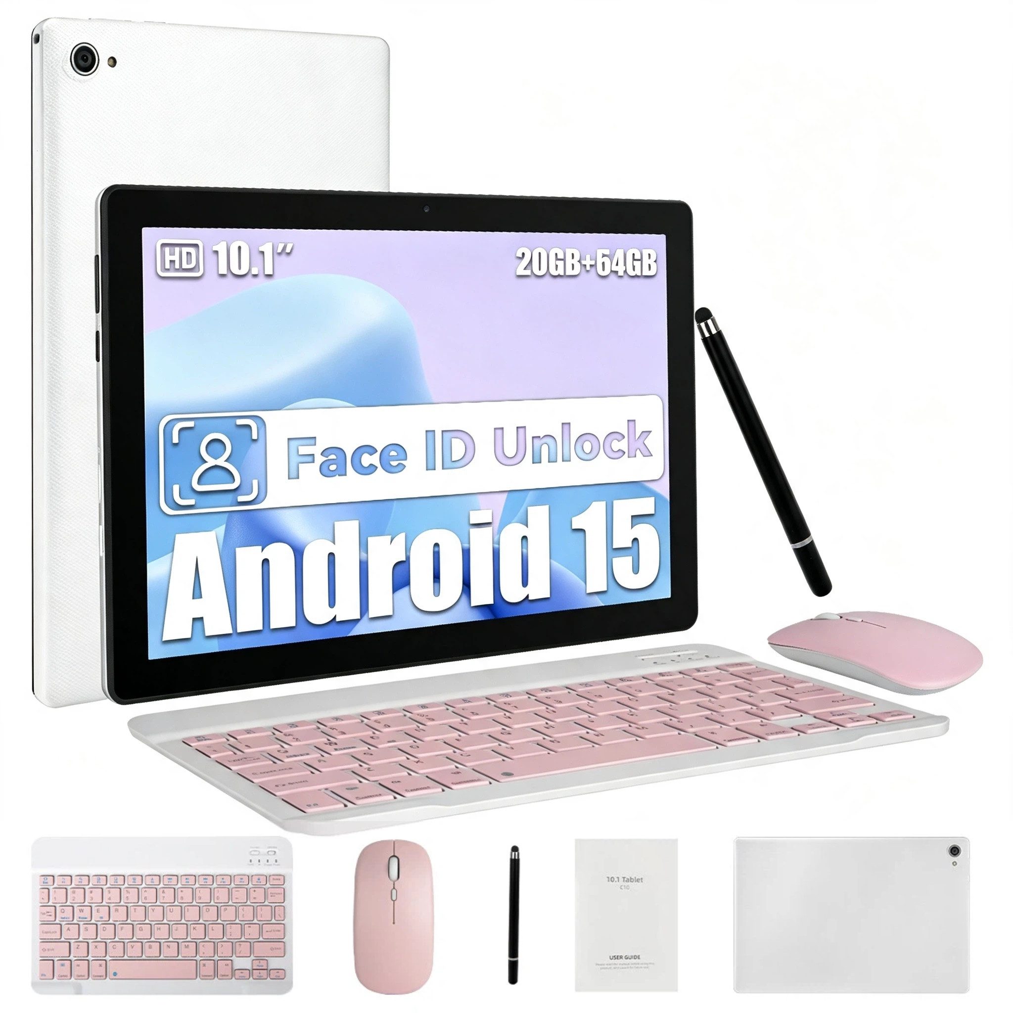 BUFO 10 Zoll Android, 3 GB RAM 64 GB Speicher, Dual-Kamera Tablet (10", 64 GB, Android 15, Dual-Kamera, 20(3+17)GB RAM, mit Tastatur/Maus/Stift)
