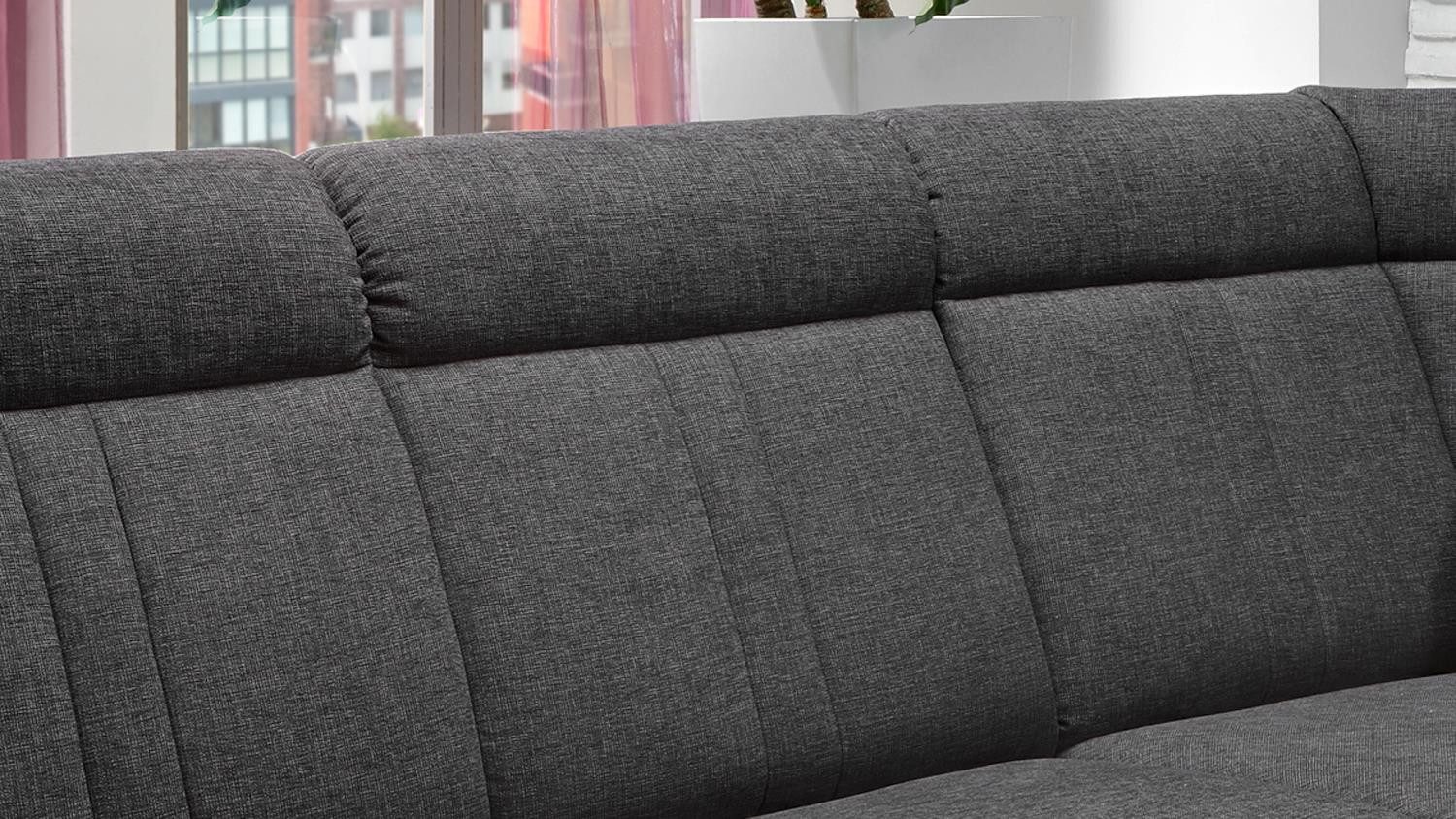 POLIPOL Ecksofa Ecksofa Macao Stoff anthrazit mit Federkern 306x248, 3 Teile, Super-Bonell-Federkern