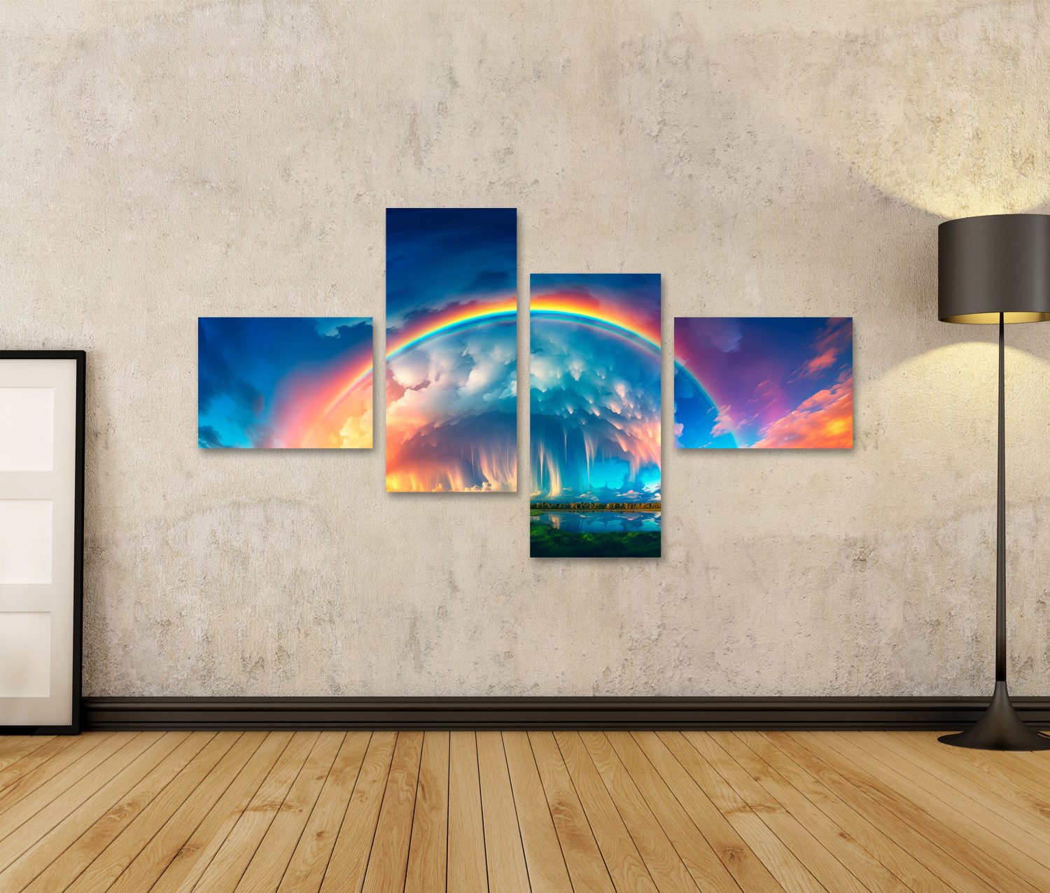 islandburner Leinwandbild Regenbogen erstreckt sich über günstig online kaufen