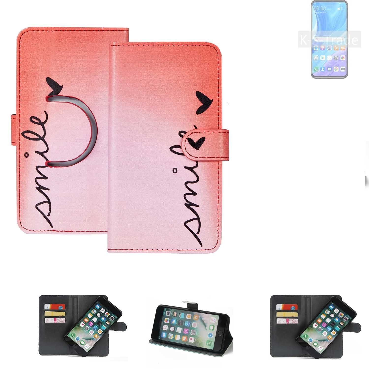 K-S-Trade Handyhülle für Huawei P smart Pro, Schutzhülle Handyhülle Hülle cover bookstyle Etui ''smile'' rot