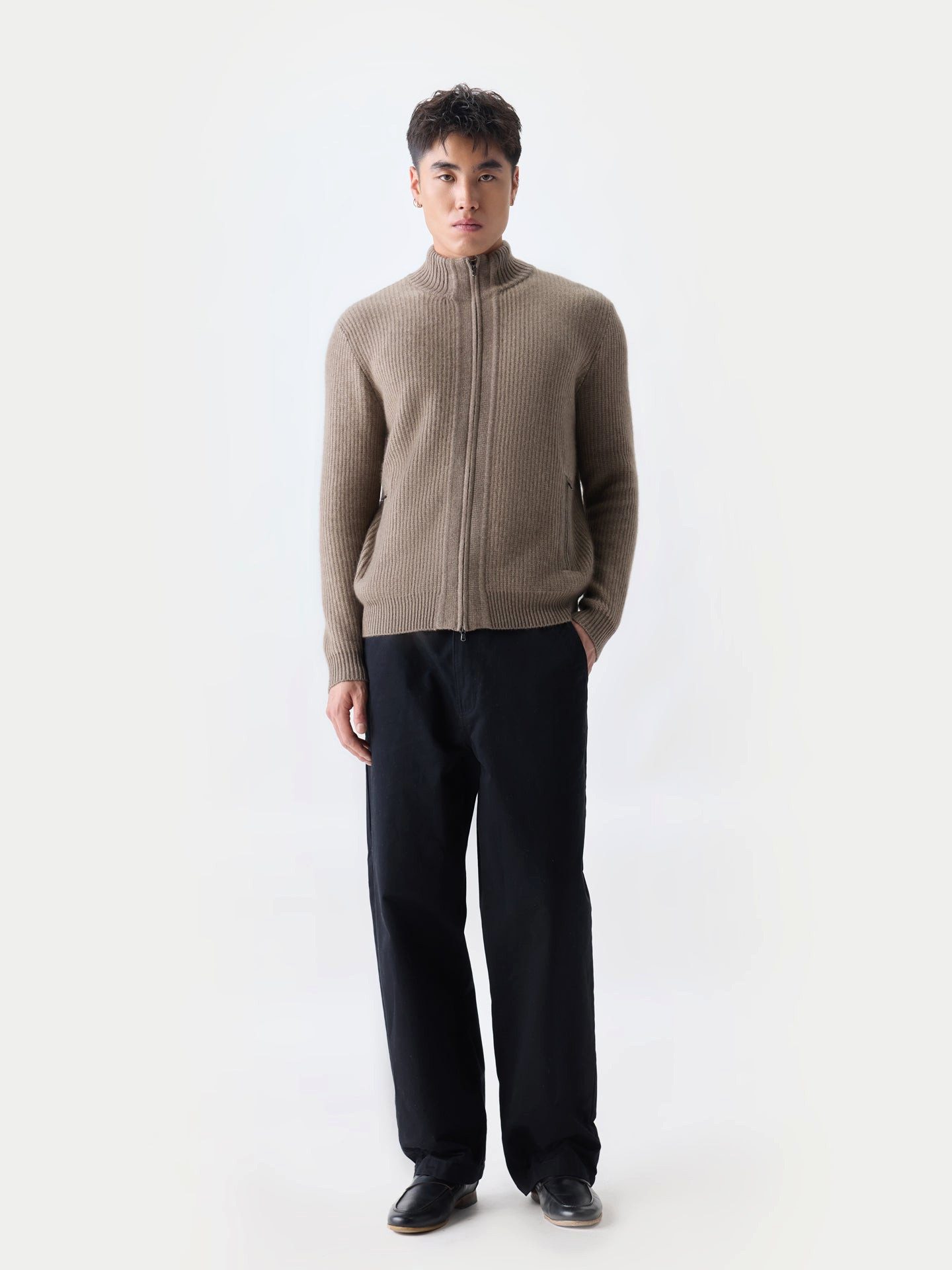 GOBI Cashmere Cardigan Herren Zwei-Toniger Kaschmir-Cardigan