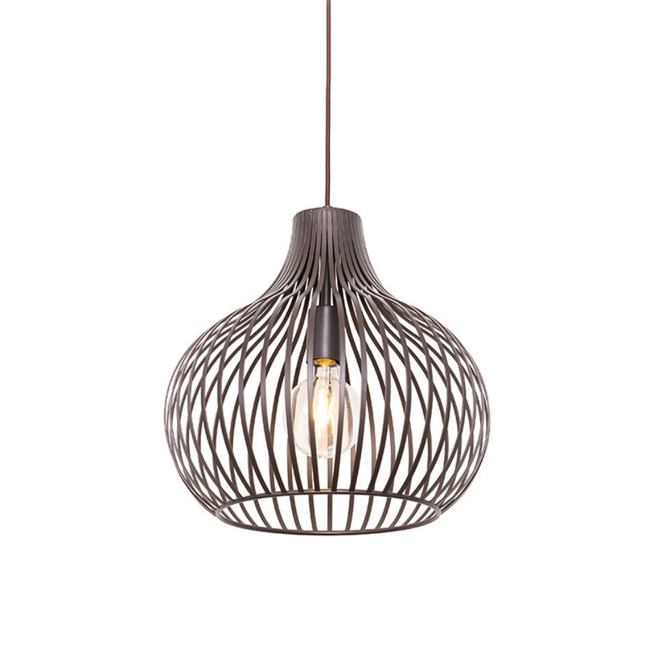 Qazqa Pendelleuchte Saffira, ohne Leuchtmittel, E27, Braun, Modern, Alumini günstig online kaufen