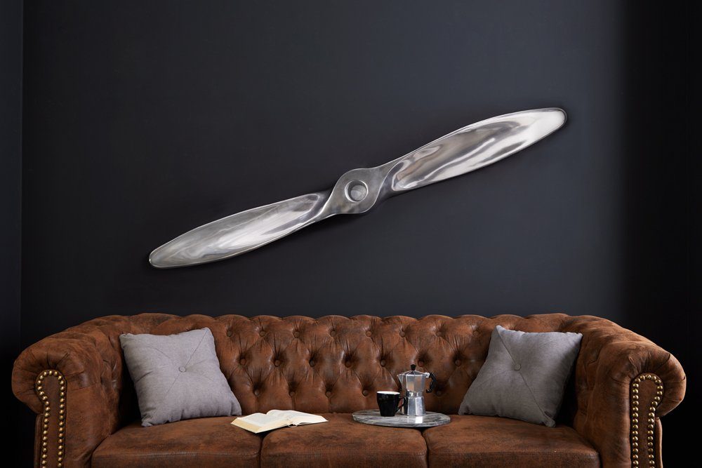 Wanddekoobjekt St), Schlafzimmer Metall Flugzeug-Propeller SCREW II silber 110cm · Wohnzimmer riess-ambiente · · (1