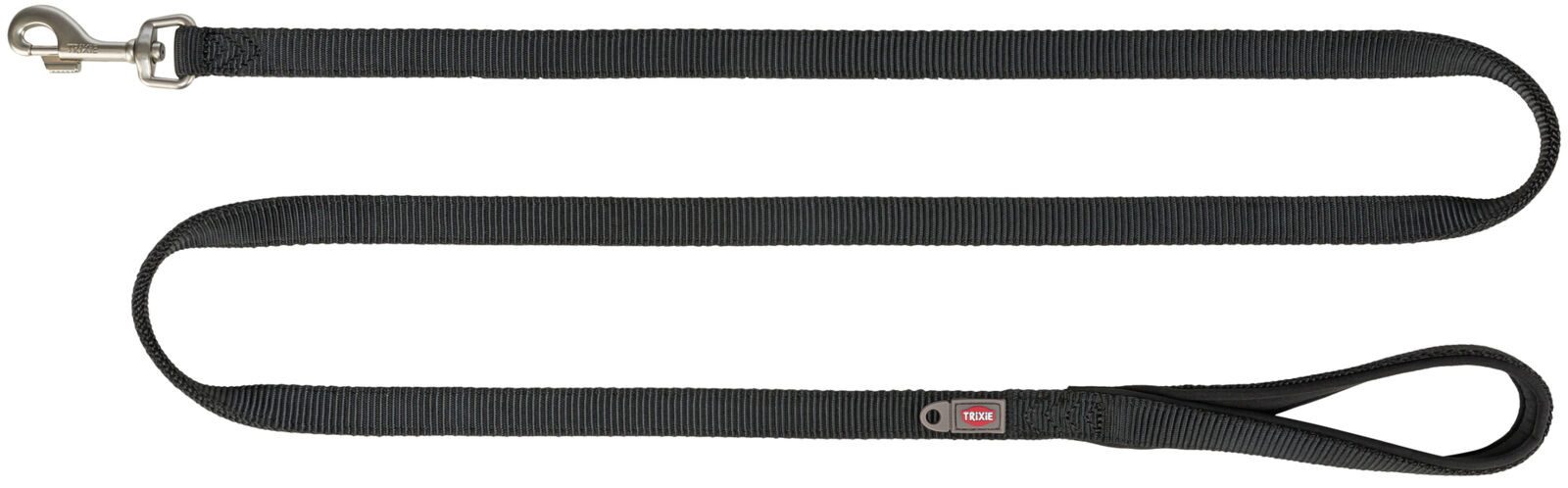 TRIXIE Hundeleine Premium Leine extra lang, doppellagig - schwarz - 1,80 m/10 mm, Gurtband