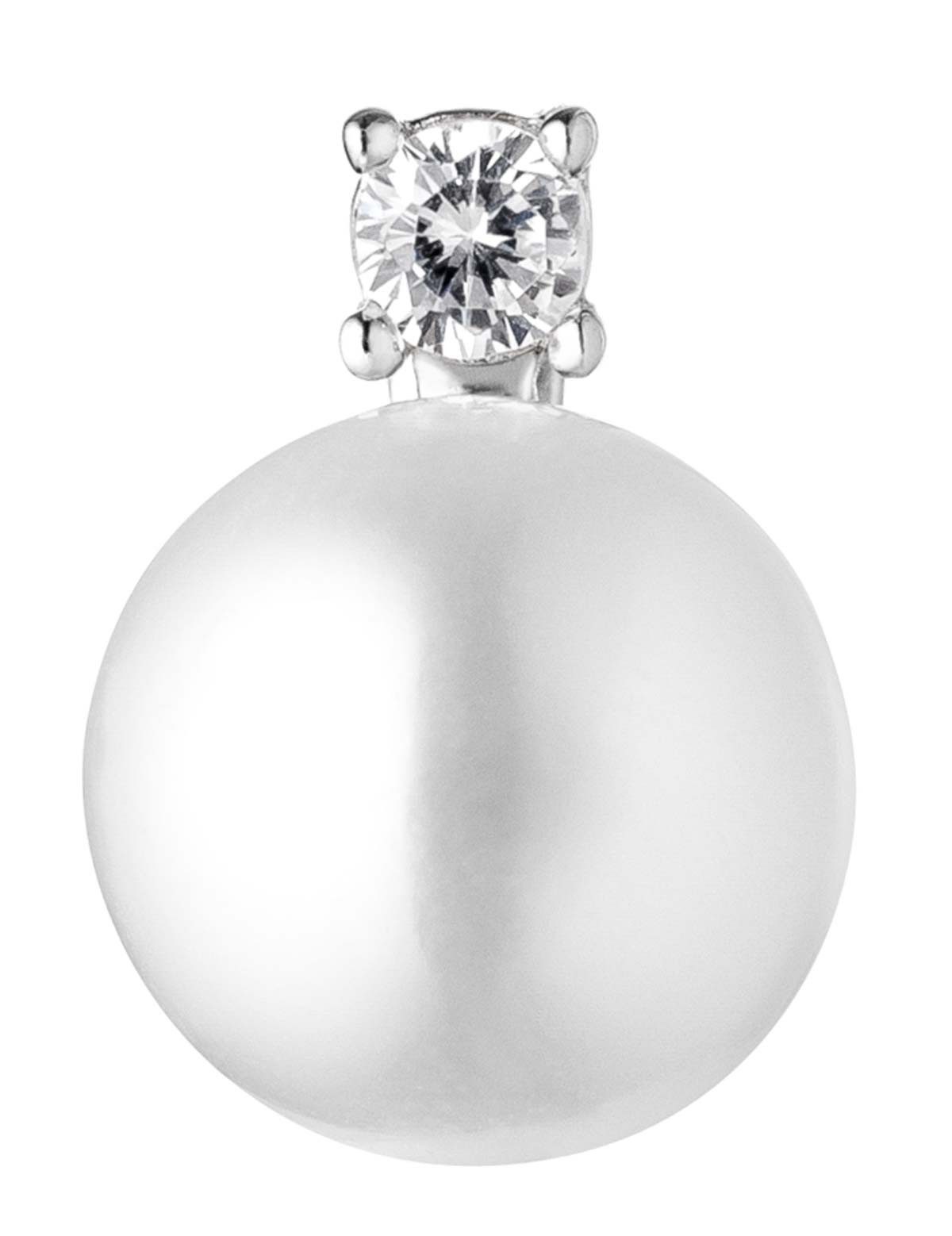 Gaura Pearls Perlenanhänger echte weiße Süßwasserzuchtperle, 925er rhodiniertes Silber