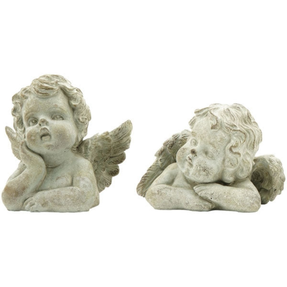 finehomegarden Engelfigur Engel Zement 2fach sort. StoneArt creme Skulptur Dekoration (2 St), Ø16,5x11xm +16,5x16cm Figur 2Größen wählbar